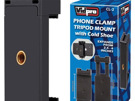 Vidpro CL2 Phone Clamp Tripod Mount W Cold Shoe For Cheap