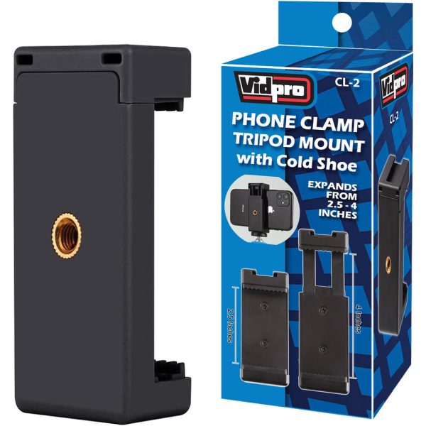 Vidpro CL2 Phone Clamp Tripod Mount W Cold Shoe For Cheap