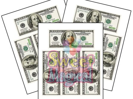 3x Edible 100 Dollar Bills Frosting Sheet Fashion