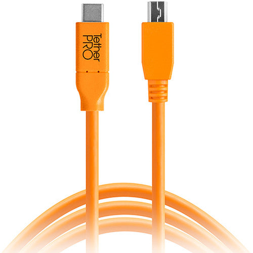 Tether Tools CUC2615-ORG Tetherpro USB Type-C Male To 8-Pin Mini USB 2.0 Tybe-B Male Cable (15  Orange) Online Sale