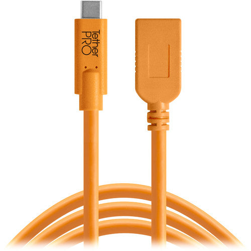 Tether Tools CUCA415-ORG Tetherpro USB Type-C To Tybe-A Extension Cable (15  Orange) Hot on Sale