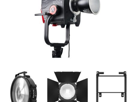 Aputure STORM 1200x Cine Kit with Skid Support, Fresnel, and Barndoors For Sale