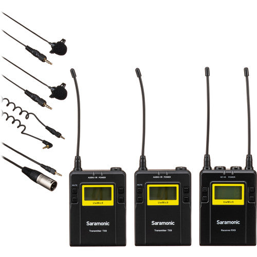 Saramonic Rx9+Tx9+Tx9 96-Ch Digital UHF Wireless Dual W Lavalier Mic F UWMIC9 System on Sale