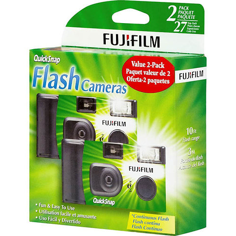 Fujifilm Quicksnap Flash 400 One-Time-Use Disposable Camera (27 Exposures, 2 Pack) Supply