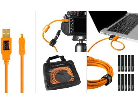 Tether Tools BTK29 Starter Tethering Kit W USB 2.0 Type-A Male To Mini-B 8-Pin Male Cable (Orange), USB 15  (EOL) For Sale