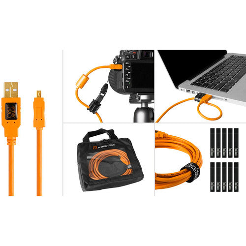 Tether Tools BTK29 Starter Tethering Kit W USB 2.0 Type-A Male To Mini-B 8-Pin Male Cable (Orange), USB 15  (EOL) For Sale