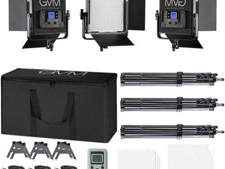 GVM 672S-B Bi-Color LED Studio Video Panel 3-Light Kit (Black) Supply